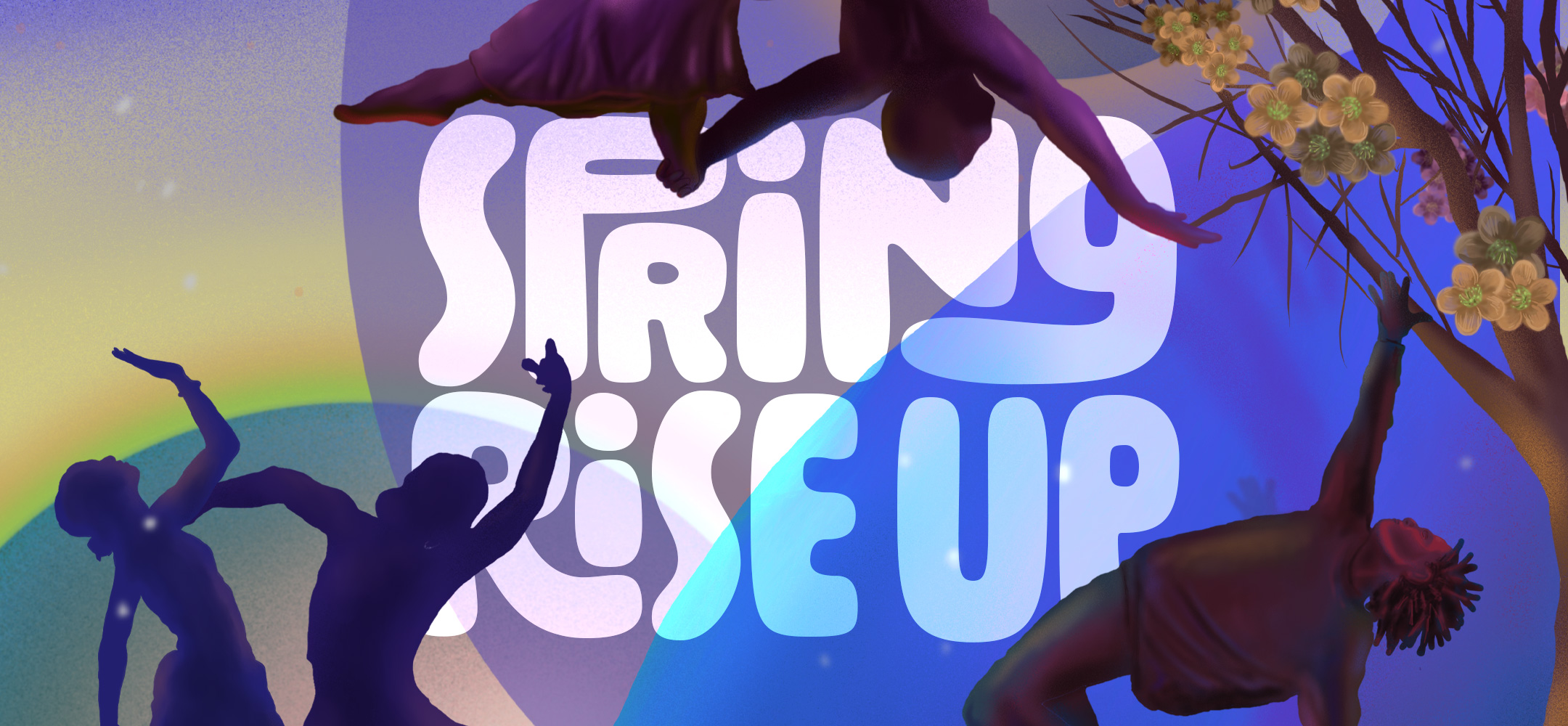 Spring Rise Up: A Dance Sensorium | Dancer silhouettes and flowering tree